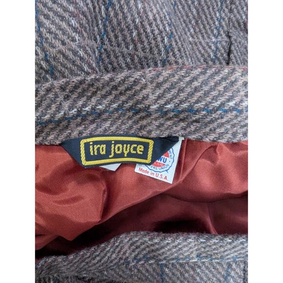 Vtg 80s Ira Joyce Brown Tweed Wool Blend Midi Skirt 28.5W F1 Academia Librarian - Picture 5 of 6